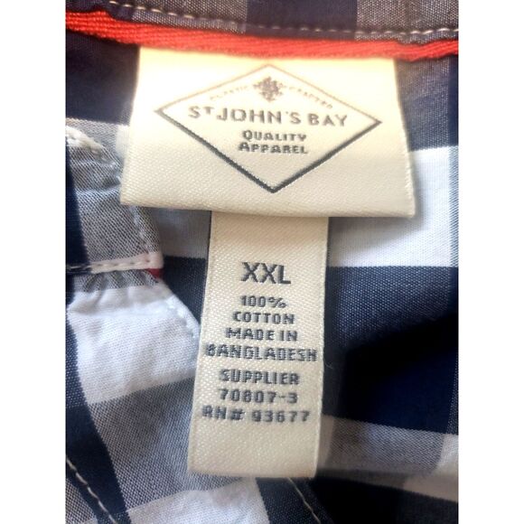 St. John’s Bay White Blue Checked Button-Up Pockets Blouse Size 2X - Picture 2 of 5